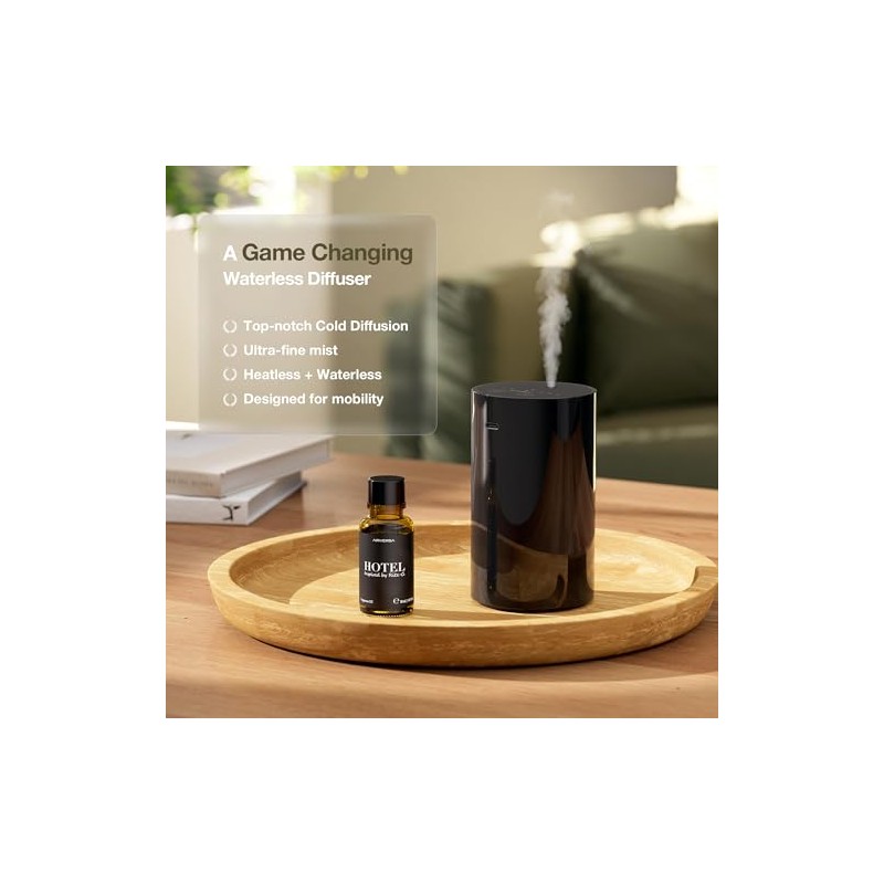 Waterless Essential Oil Diffuser, Battery Operated Aromatherapy Diffuser with 20mL