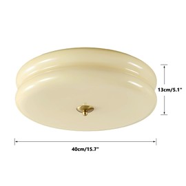 KCO Lighting Modern Yellow Glass Hallway Ceiling Light Large Round LED Ceiling Light Mid Century Overhead Light Farmhouse Flush Mount Ceiling Light Nordic Bathroom Ceiling Light Fixture