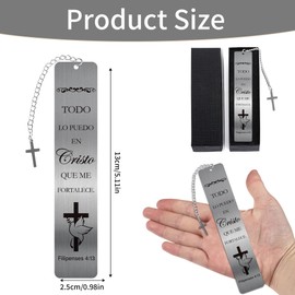 Spanish Bible Bookmark Gifts: Christian Metal Book Marks in Spanish, Religious Screpture Page Marker, Separadores de Biblia en Español, Gift with Box for Women Men Students School Office Supplies