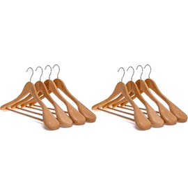 HPAMR 8 Pack Wide Shoulder Wooden Hangers, Luxury Wooden Suit Hangers with Extra-Wide Shoulder, 360 Degree Swivel Hooks for Jacket Outerwear Shirt