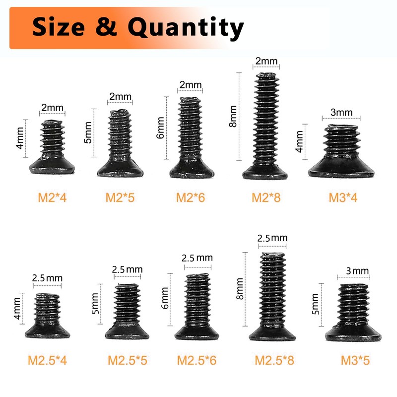 Nivithi 500pcs M2 M2.5 M3 Laptop Replacement Screws Kit,Flat Head