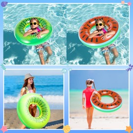 FindUWill 2 Pack Pool Floats, Pool Swim Tubes Rings, Inflatable Pool Floats Beach Swimming Toys with Beach Ball for Kids and Adults Raft Floaties
