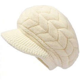 AUSUAYA Women Warm Hat for Winter, Wool Knit Beanie with Visor, Newsboy Cap with Warm Fleece Lined GB-WS-H1 (UK, Alpha, M, Beige)