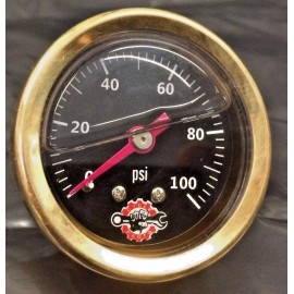 diycycleparts BRASS HARLEY LIQUID FILLED OIL PRESSURE GAUGE 100PSI hd chopper bobber black 100