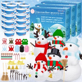 30 Pack Snowman Kit - Build a Snowman Kit DIY Christmas Craft Gifts - Creative Air Dry Clay Modeling Crafts Kit for School Winter Party Activities - Perfect Christmas Activity Gifts for Kids Indoors