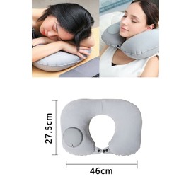 YFFSFDC Neck Pillow, U Shaped Pillow, Portable Pillow, Neck Pillow, Manual Press Inflatable, Travel Air Pillow, Air Pillow, Airplane, Travel Pillow, Lightweight, Convenient (Gray)