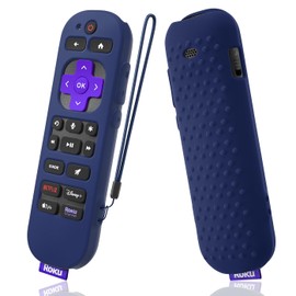AKSHFETH Silicone Cover for Roku Voice Remote Pro 2nd Ed. Roku Remote Control RCB1R Protective Silicone Case Sleeve Shockproof Skin for Roku Remote with Lanyard (Dark Blue)