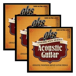 GHS Strings S405 Americana Phosphor Bronze Acoustic Strings, Ultra Light, 10-46, Pack of 3