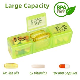 Weekly Pill Boxes 3 Times a Day, Light Proof Pill Box and Organizer 7 Day with PU Leather Pill Case, BPA Free Medicine Storage Box for Pills, Vitamin, Medication and Tablets (Rainbow)