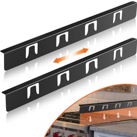 Stove Gap Covers,Stove Counter Gap Covers, Stove Gap Filler, Stainless Stove Gap Cover Retractable Lengths 13.8" to 27.5" for a Variety of Furnaces, Eliminates Gap Between Counter & Appliances (Black)