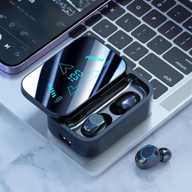 Spevert Wireless Bluetooth Earbuds in Ear Buds Light-Weight Headphones with Wireless Charging Case,Low Latency Movie Mode, Dual Connect (Black)
