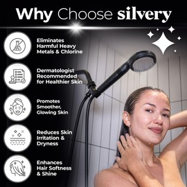 Silvery Handheld Filtered Shower Head - Dermatologist-Approved Water with Silvery Technology™ Filter – High Pressure Showerhead Removes Impurities