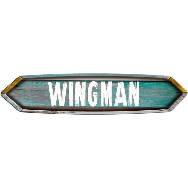 Wingman Double Pointed end Teal Weathered Rustic Painted Wood Look
