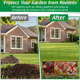 Qualirey Pest Control Exhaust Pipe Attachment with 2 Way Hose Splitter, Transport Exhaust from Car to Underground for Killing Outdoor Rodents Such as Moles, Gophers (Fit for Pipe in 2"-2.4"/3"-3.5")