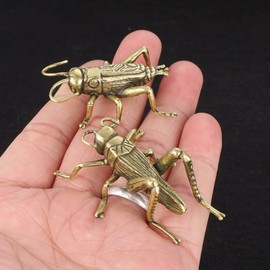 TRAVEVA 2pcs Brass Cricket Statue, Cricket on The Hearth is luckyWealth Figurine Home Decor Solid Brass Lucky Cricket Rustic Fireplace Hearth Mantle Decor This Would be a Great Housewarming Present