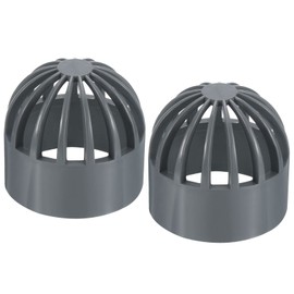 PATIKIL 50mm ID Atrium Drain Grate Cover, 2 Pack Round Outdoor UPVC Sewer Drain Pipe Fitting Adapter for Drainage System, Gray