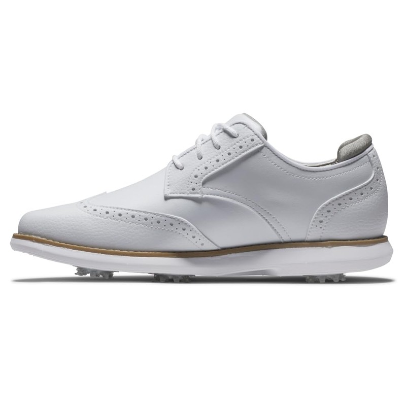 FootJoy Women's Traditions Shield Tip Golf Shoe, White/White/White, 9