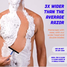 Razorba GOAT Wide Disposable Double Razor with Aloe Moisture Strip for Back Hair Shaving and Body Shaving, 6 Count