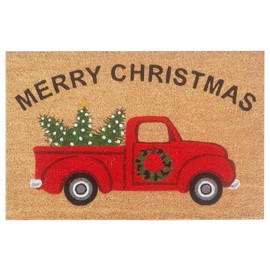 Nedia Home Superscraper Coir Door Mat - Merry Christmas Design, Durable Outdoor Mat, Heavy-Duty Fade-Resistant Entryway Mat, Eco-Friendly, Dirt and Moisture Trapping Mat, 18" x 27", 33179