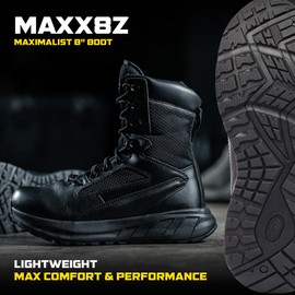 Belleville MAXX 6Z 6" Ultra-Cushioned Maximalist Black Tactical Boots for Men with Zipper - Designed for Police, EMS, and Security with Slip-Resistant Vibram Outsole, Black - 12 R