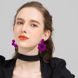 YUNXI Acrylic Flower Earrings Daisy Drop Dangle Earrings For Women Y2k Resin Floral Earrings 60/70s Retro Flowers Earrings With Box, Acrylic, No Gemstone