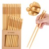 SEMORK 20 Pairs Bamboo Chopsticks Reusable, Dishwasher Safe, Japanese &