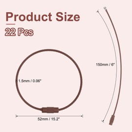 uxcell 22 Pcs Wire Keychain Cable, 6 Inch Coated Stainless Steel Luggage Tag Loops 2mm Dia Metal Wire Cable Key Ring Loop for Luggage Key ID Keepers Tags Keyrings, Brown