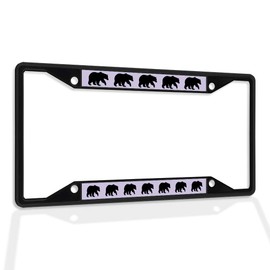 Fastasticdeals Metal Insert License Plate Frame Bear Silhouette Weatherproof Car Accessories Black 4 Holes Solid Insert