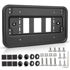 RED WOLF Front License Plate Bracket Frame Fit for US License Plate for SUV Pickup Truck Trailer Reinforce Tag Holder Without Obstruction Rustproof w/Screw Accessories Not for Bumpers w/radians