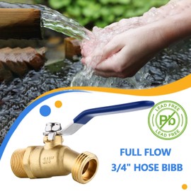 Full Flow Brass Hose Bibb, Heavy Duty 3/4" Male NPT * 3/4 GHT Male Threaded Outdoor Spigot/faucet for Gardens, Patios, Boiler Drain，Lead-Free Compliant