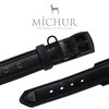Michur Zorro Leather Dog Collar, Black Leather with Black Rhinestones/Crystals,