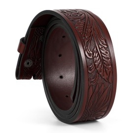 TRIWORKS Western Belt for Men without Buckle Cowboy Leather Belt Country Belt 1.5”Embossed Leather Belt Strap