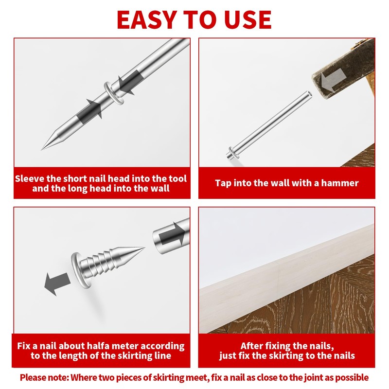 300pcs Double Head Skirting Thread Seamless Nail Double Head Nails