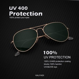 KALIYADI Classic Aviator Sunglasses for Men Women Driving Sun glasses Polarized Lens UV Blocking 58mm