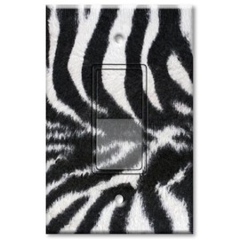 Printed Single-pole Decora Rocker Switch with matching Wall Plate - Faux Zebra Fur