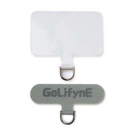 Golifyne 2 Pack Universal Phone Tether Tab Set, Phone Strap Replacement Part w/Anti-Slip Transparent TPU & Grey Nylon Material, Cell Phone Patch Compatible with Most Lanyards, Wrist Straps (Grey)
