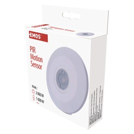 EMOS G1150 Infrared Motion Sensor IP20 for Indoor Use, 360° Working Area, 6 m Range, Sensitivity 3-2000 Lux, for Surface-Mounting, White