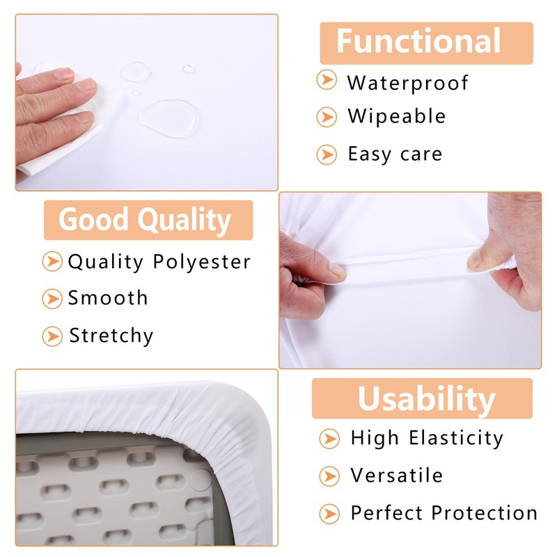 Kesfey White Rectangle Elastic Fitted Tablecloth, 30x72 Inches Waterproof Polyester