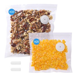 MOOSYS 30 Upgraded Reusable Vacuum Sealer Bags(20p 8"X8", 10p 10"X11") + 2 Clips, 1 Year Airtight, For Food Preservation and Storage, Sous Vide Cooking, BPA Free, Reinforced, 7.5mil Thick (No Pumper)