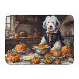 Caroline's Treasures Old English Sheepdog Fall Kitchen Pumpkins Memory Foam Kitchen Mat Machine Washable Anti-Fatigue Mat Cushion Comfort Bath Mat or Kitchen Rug