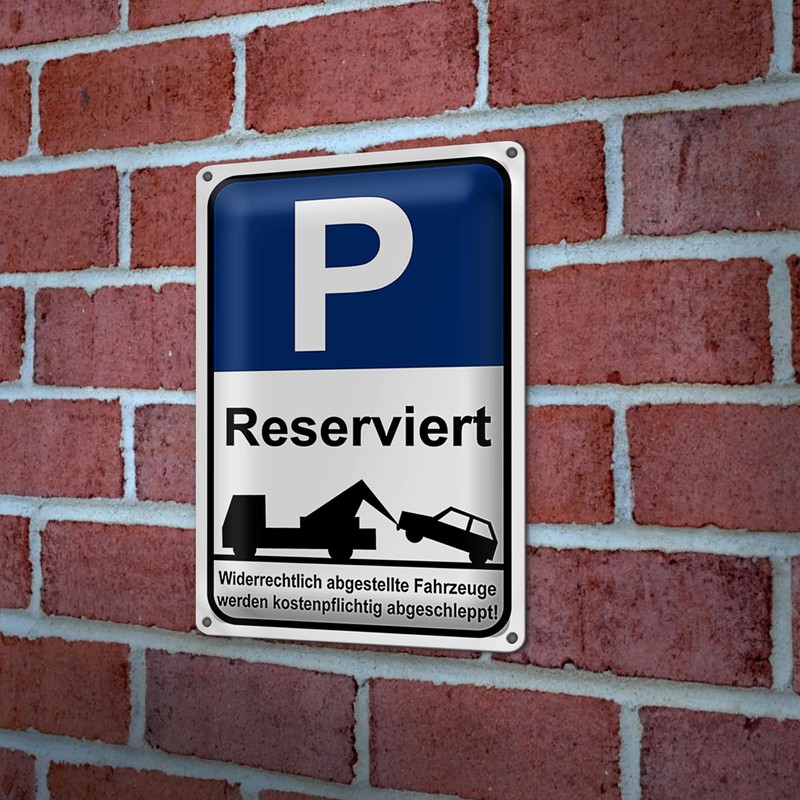 Parkplatzschild | Reserviert | Abschleppwarnung | Außenbereich | 20 cm