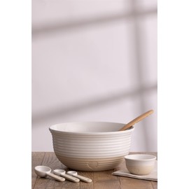 Mason Cash Rustic Charm Measuring Spoon Set 4-Piece Stoneware Set with Elegant Heart Motif Includes 1 Tbsp, 1 TSP, ½ TSP, ¼ TSP