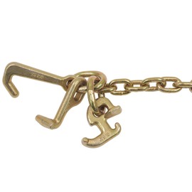 Mytee Products (2 Pack) 5/16" Grade 70 V-Chain Bridle w/RTJ Cluster Hooks & Grab Hooks - 6' Legs Transport Tow Truck Chains for Car Towing - 4700 LBS WLL - for Flatbed Trailer Wrecker Recovery