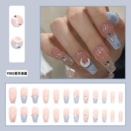 Nail Tips, 3D Nails, 24 Pieces, Long False Nails, Bowknots, French Nails, Glitter, Dreamy, Korean Popular, Bride Nails, Coming-of-Age Ceremonies, Weddings, Take Photos, Nail Supplies, Wood Stick, Nail