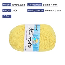 Rebower Cotton Yarn,65% Cotton and 35% Acrylic Fibers Soft Knitting Yarn [for Hand DIY Bag Cushion Crocheting Knitting Projects Home Decor], -3 Skeins/3×218yards/3×3.53oz/Golden