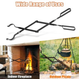 AGM Fireplace Tongs, 26" Fire Pit Accessories Firewood Tongs, Log Grabber for Thick logs, Heavy Duty Wrought Iron Fire Pit FireTongs, Campfire BBQ Stove Tweezers, Outdoor/Indoor Fire Tools