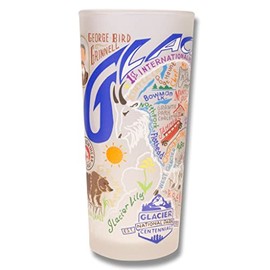 Catstudio Drinking Glass, Glacier Park Frosted Glass Cup for Kitchen, Drinking Glasses, 15oz Dishwasher Safe Tumbler, Glacier National Park