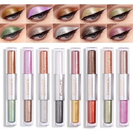 evpct 16 Colores Liquid Glitter Shimmer Metálico Sombra de Ojos Set Glitter Sparkle Colorido Delineador Líquido Delineador de Ojos Delineador de Ojos 
