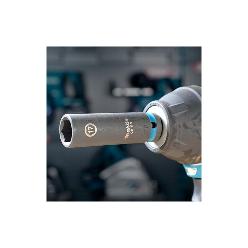 Makita E-16477 Impact Black Impact Socket 1/2" SW17 Long, Chrome-Molybdenum,
