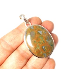 Rainforest Jasper Sterling Silver Pendant (RJP1602161), Sterling Silver, Jasper